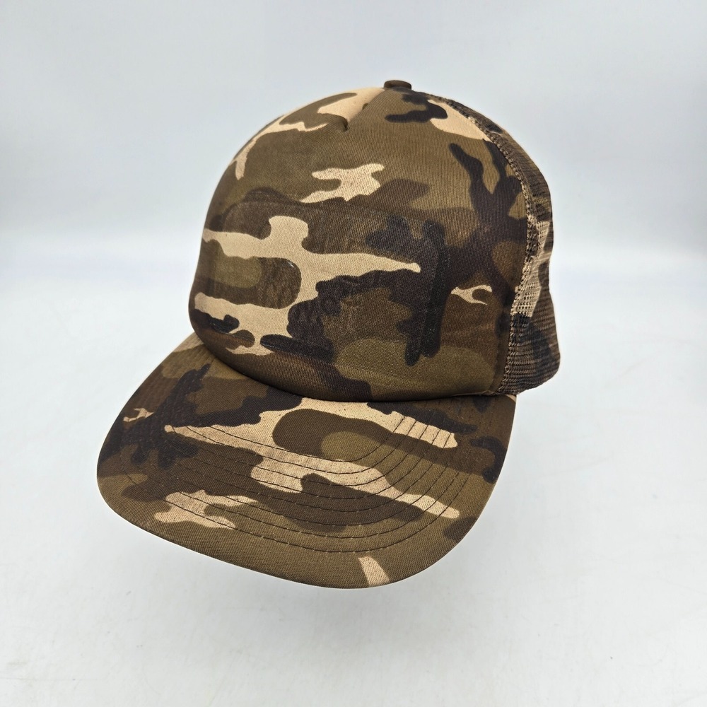 Vintage Woodland Camo Snapback Trucker Hat Baseball Cap Hunting Outdoor